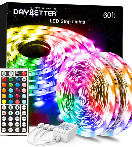 Led Lights Color Changing Led Strip Lights with Remote Controller 60Ft, 2 Rolls of 30Ft Led Lights for Bedroom, Home Decoration