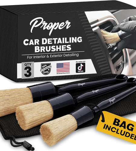 Professional Detailing Brush Set Ultra Soft Boars Hair Detailing Brushes 3 Pack, Detail Automotive Interior or Exterior, Get Professional Results with Proper Detail Brushes Car Detailing