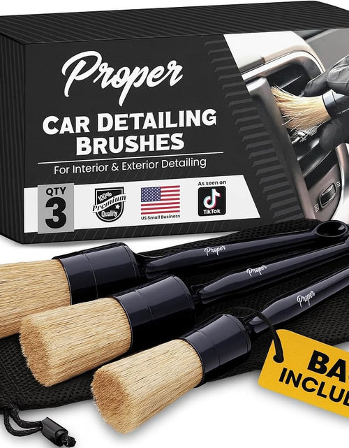 Load image into Gallery viewer, Professional Detailing Brush Set Ultra Soft Boars Hair Detailing Brushes 3 Pack, Detail Automotive Interior or Exterior, Get Professional Results with Proper Detail Brushes Car Detailing
