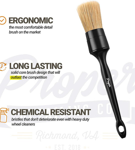 Professional Detailing Brush Set Ultra Soft Boars Hair Detailing Brushes 3 Pack, Detail Automotive Interior or Exterior, Get Professional Results with Proper Detail Brushes Car Detailing