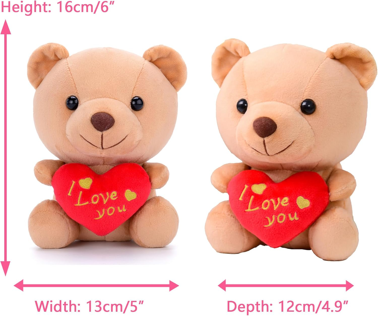 I Love You Stuffed Teddy Bear with Heart Plush Toy Gift 6 Inches