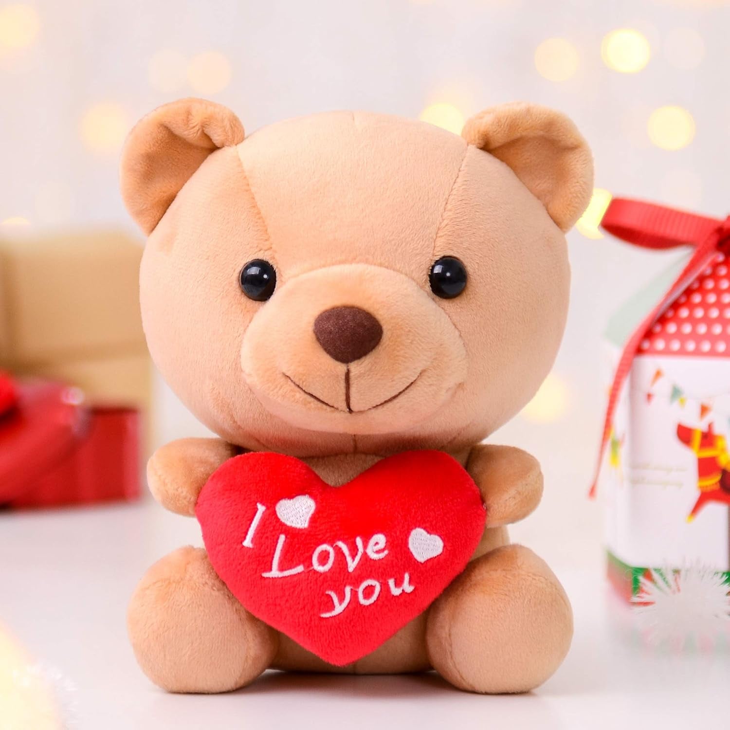 I Love You Stuffed Teddy Bear with Heart Plush Toy Gift 6 Inches