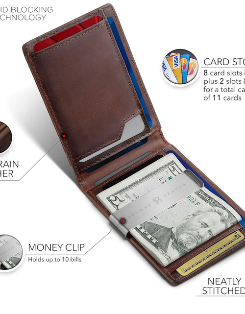 Load image into Gallery viewer, Money Clip Wallet - Mens Wallets Slim Front Pocket RFID Blocking Card Holder Minimalist Mini Bifold
