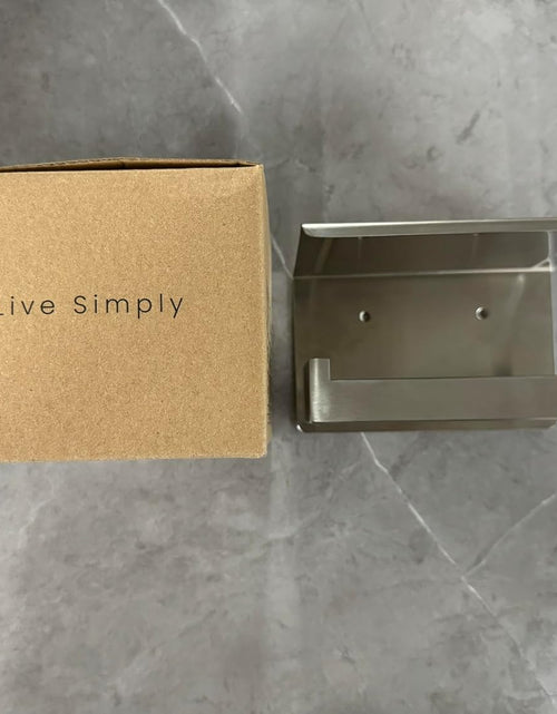 Load image into Gallery viewer, Brushed Nickel Toilet Paper Holder, Stick on Silver Toilet Paper Holder with Shelf, Self Adhesive No Drill or Wall-Mount with Screws for Bathroom
