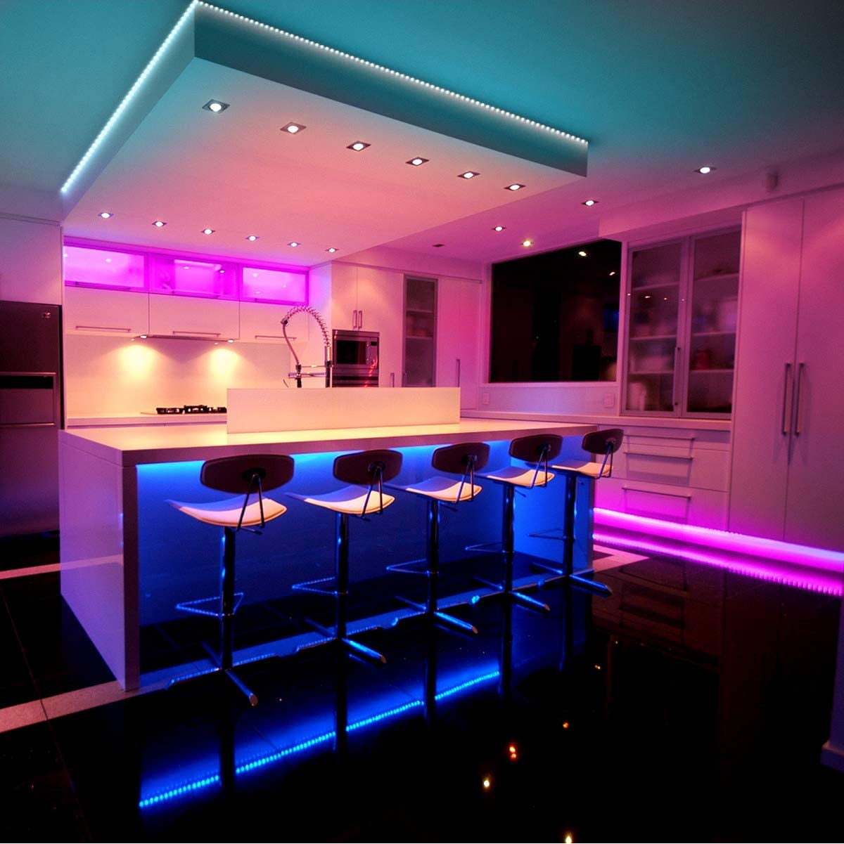 Led Lights Color Changing Led Strip Lights with Remote Controller 60Ft, 2 Rolls of 30Ft Led Lights for Bedroom, Home Decoration